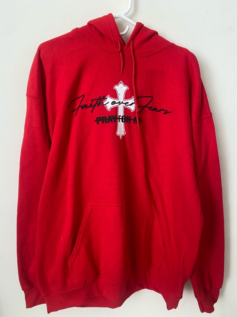 Red Faith Over Fears Graphic Hoodie - Men's Pullover